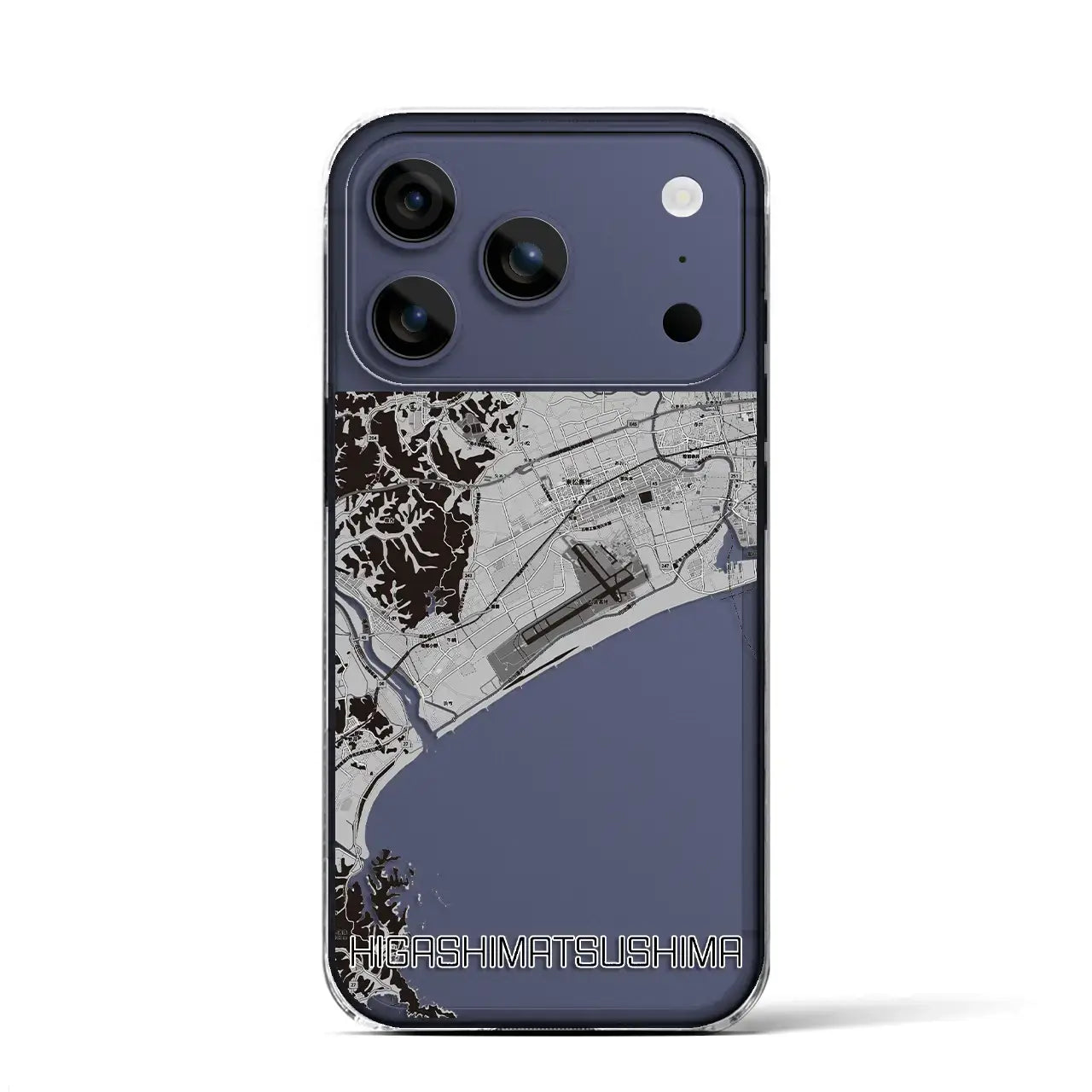 【東松島(宮城県)】地図柄iPhoneケース(クリアタイプ)モノトーン・iPhone 17 Pro Max 用