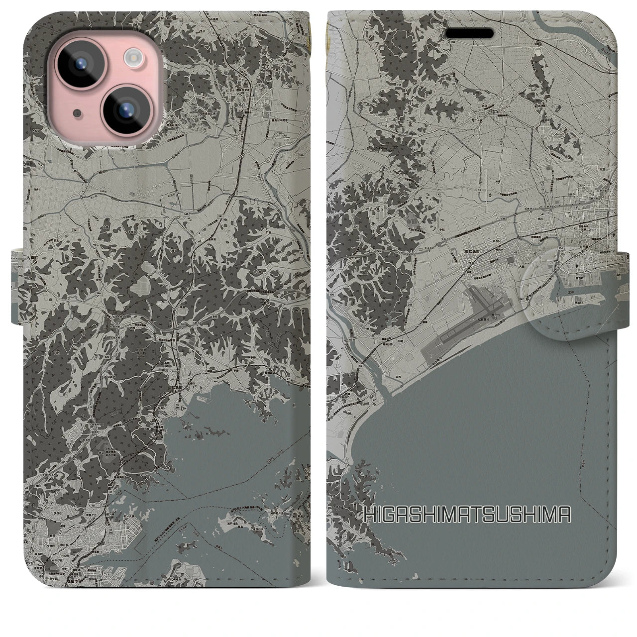 【東松島(宮城県)】地図柄iPhoneケース(手帳タイプ)