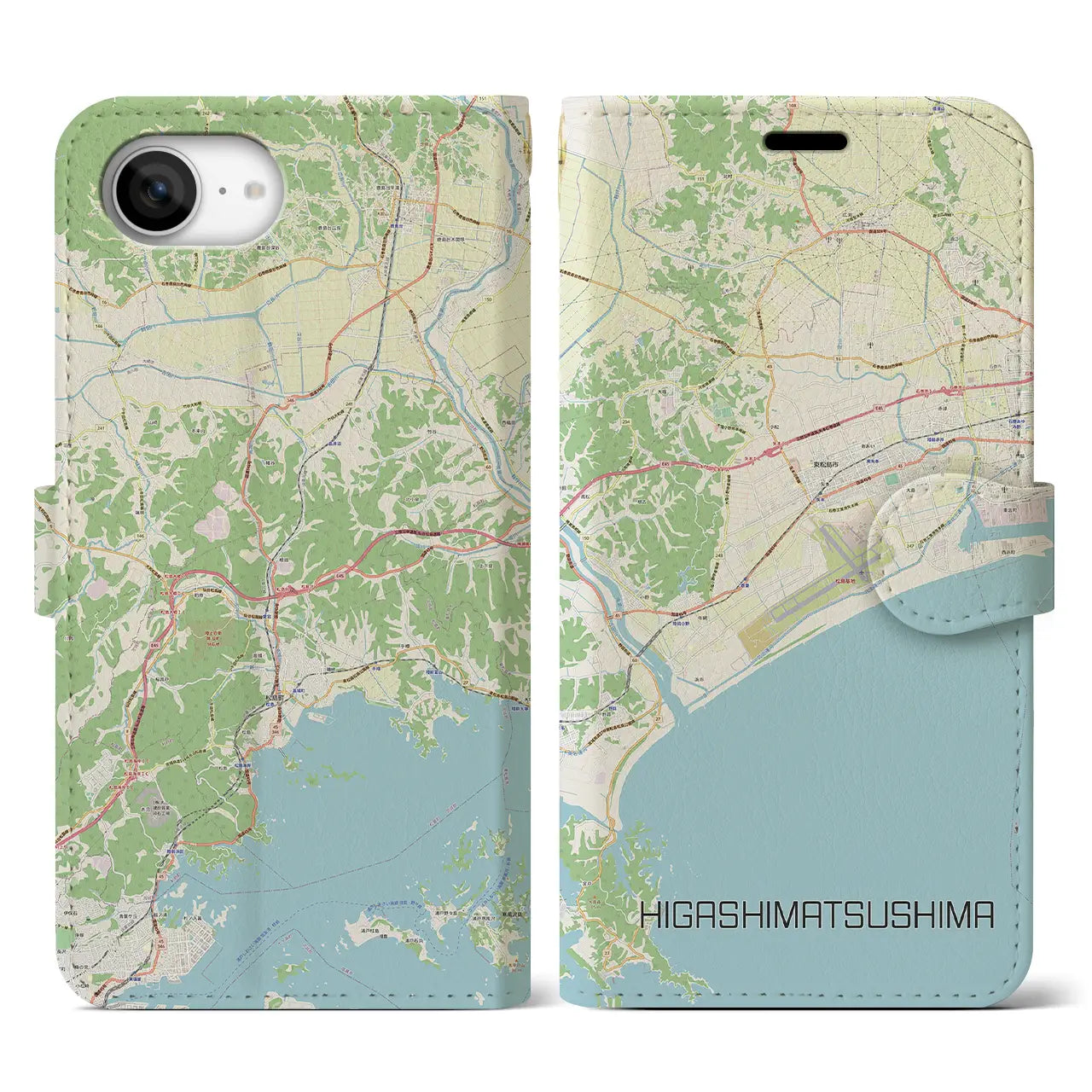 【東松島(宮城県)】地図柄iPhoneケース(手帳タイプ)