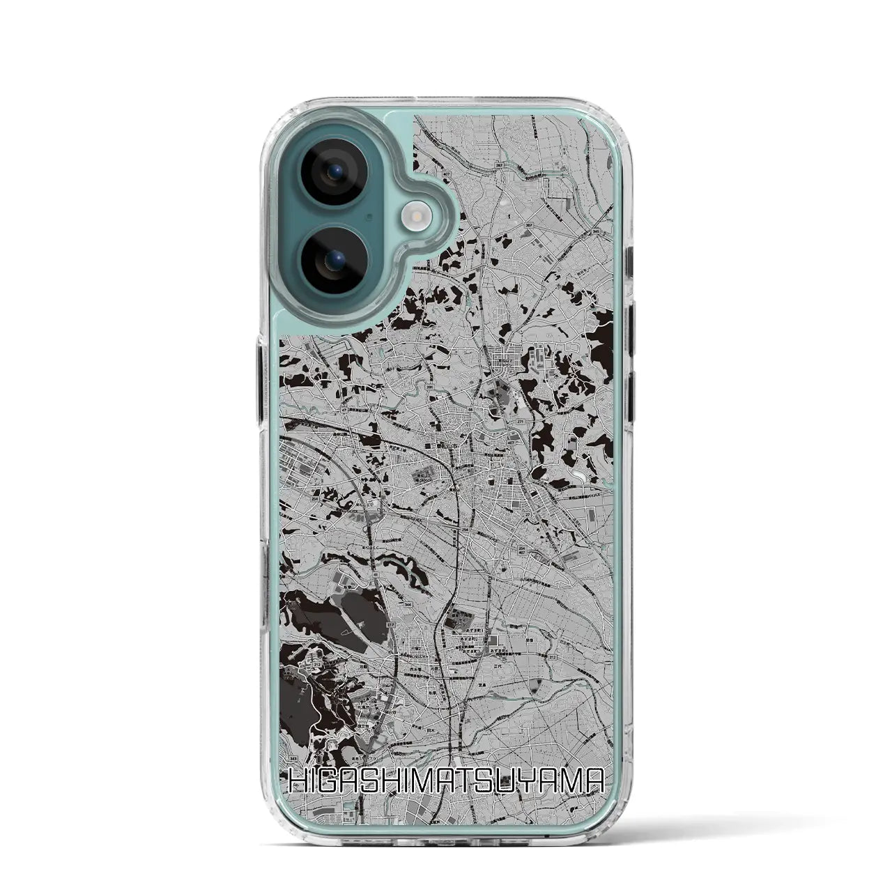 【東松山(埼玉県)】地図柄iPhoneケース(MagSafeタイプ)モノトーン・iPhone 16 Pro 用