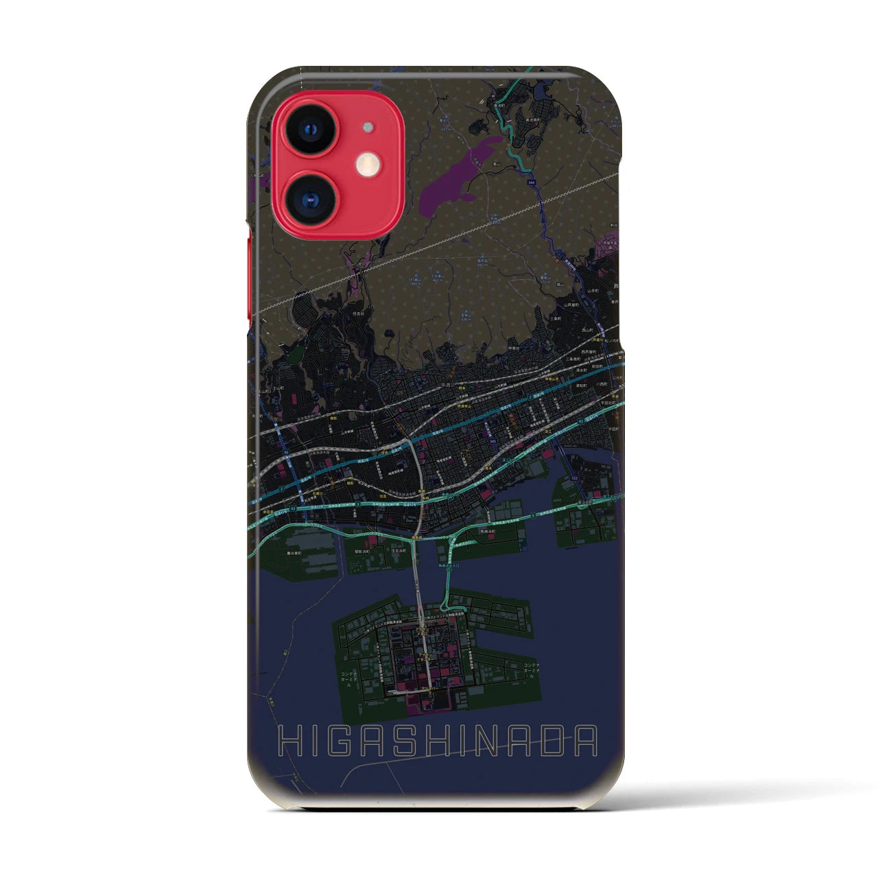 【東灘(兵庫県)】地図柄iPhoneケース(バックカバータイプ)