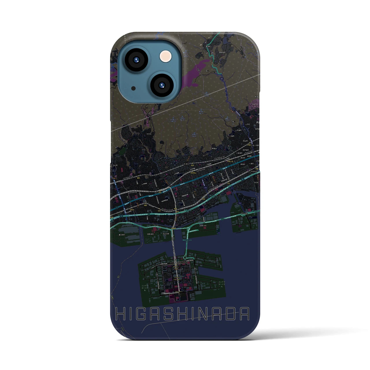 【東灘(兵庫県)】地図柄iPhoneケース(バックカバータイプ)