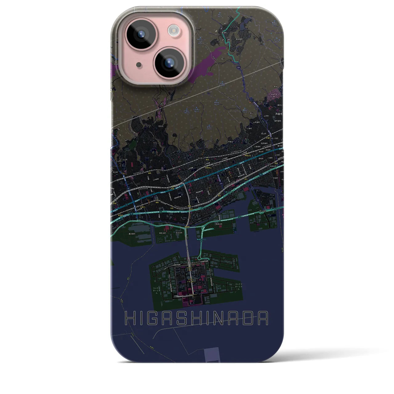 【東灘(兵庫県)】地図柄iPhoneケース(バックカバータイプ)