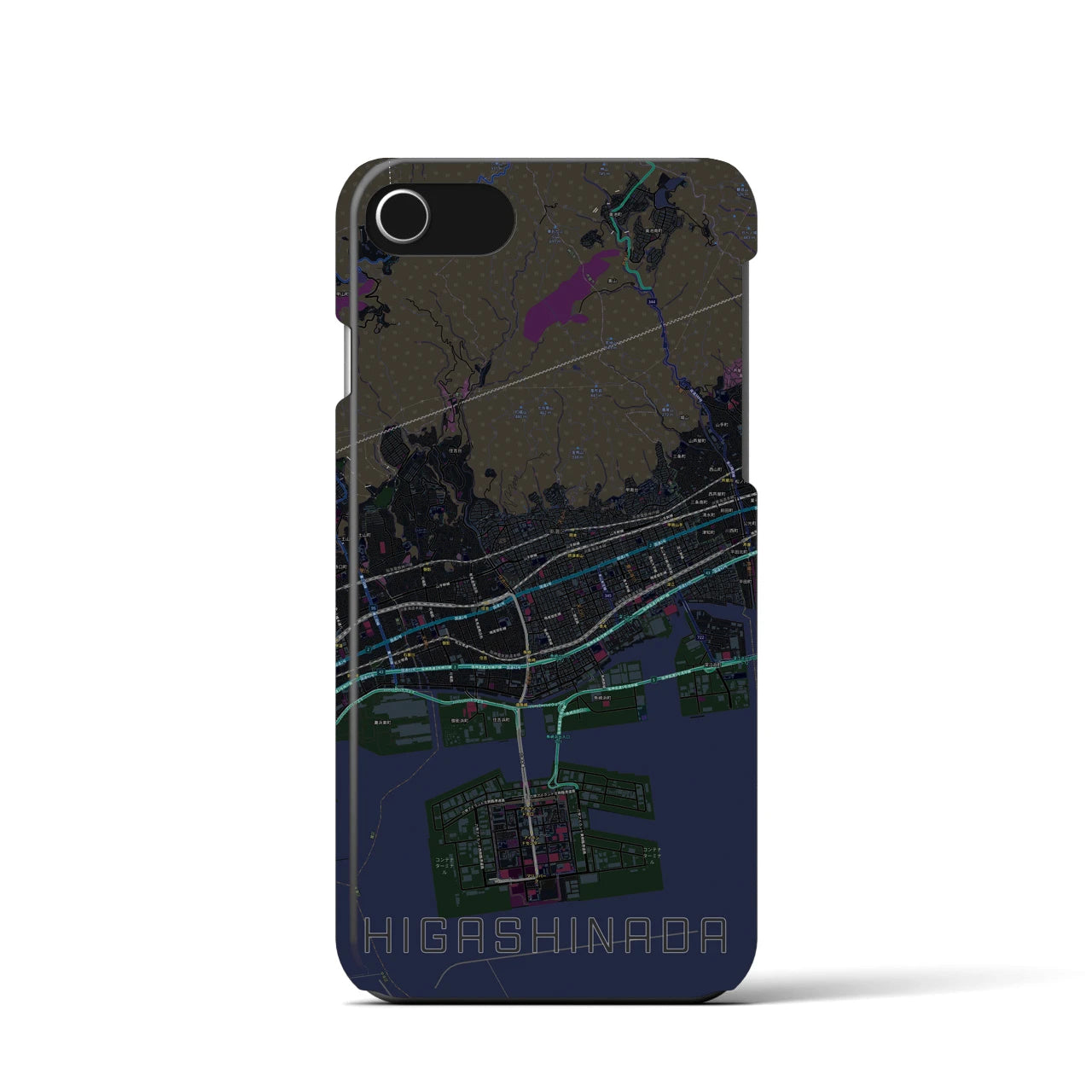 【東灘(兵庫県)】地図柄iPhoneケース(バックカバータイプ)