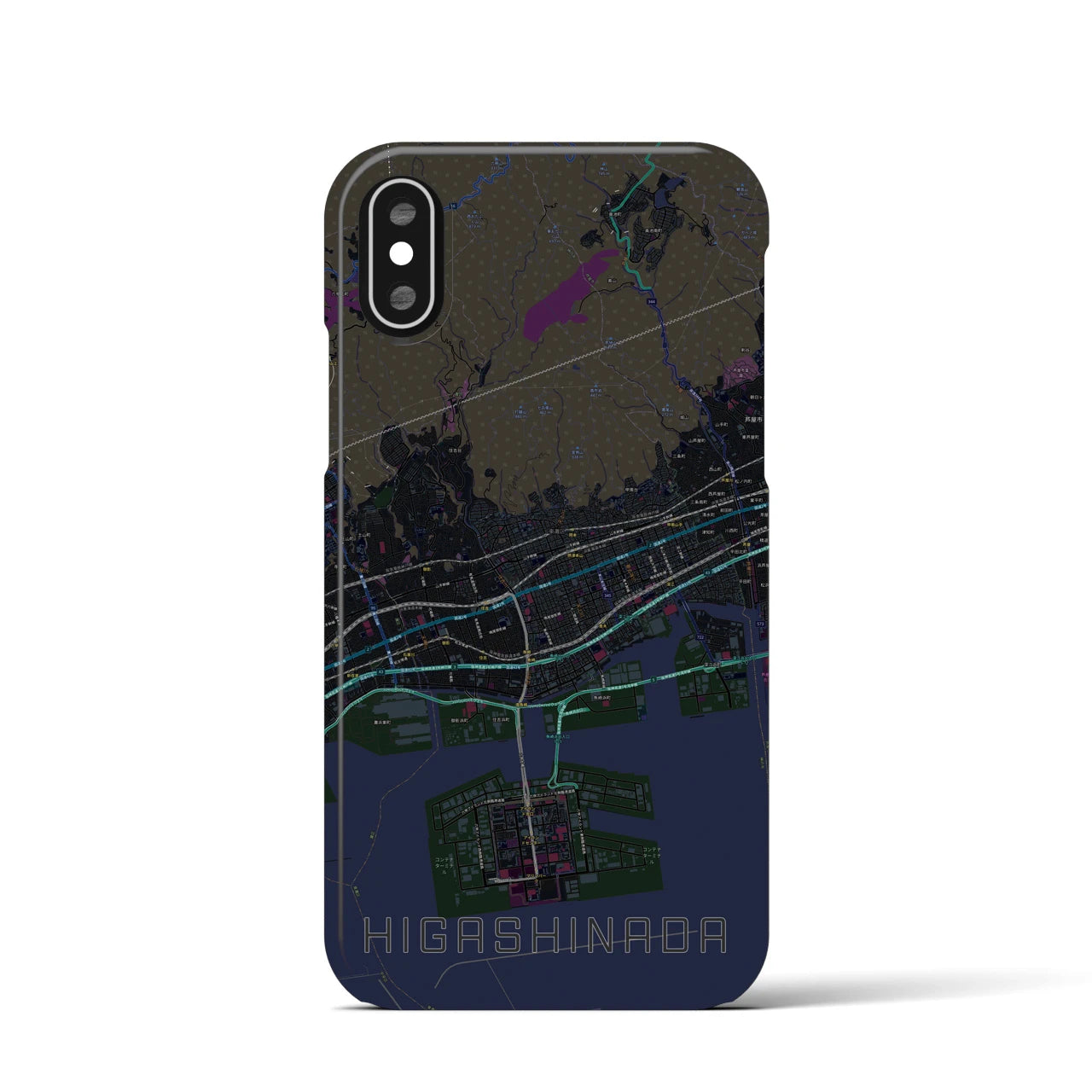 【東灘(兵庫県)】地図柄iPhoneケース(バックカバータイプ)