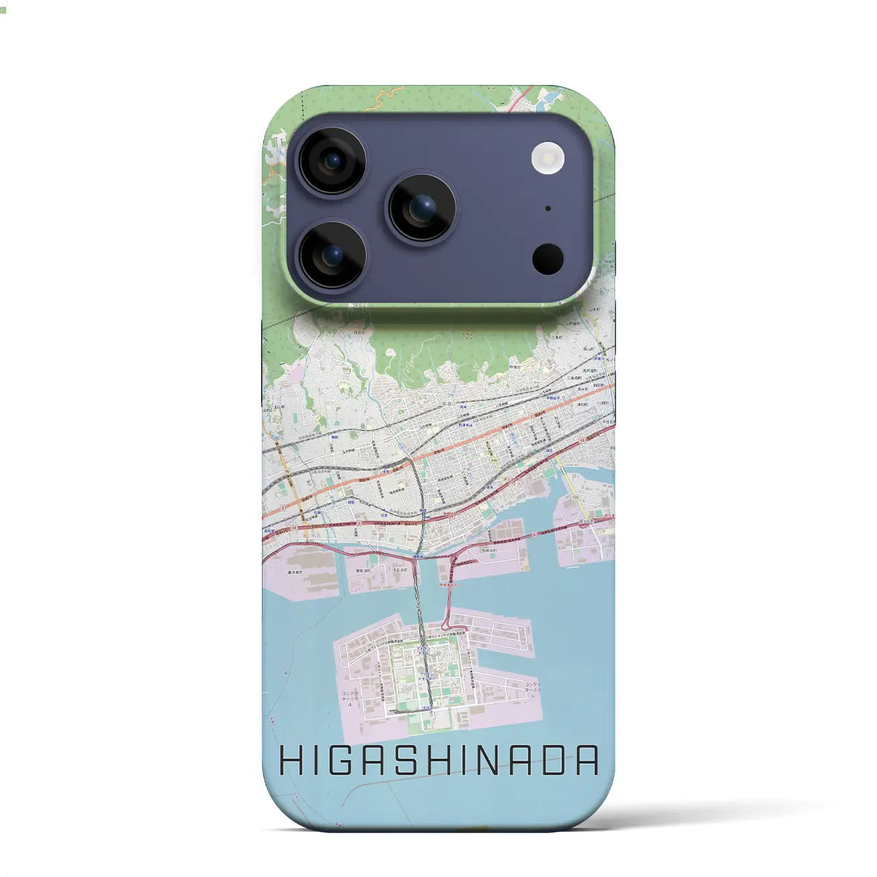 【東灘(兵庫県)】地図柄iPhoneケース(バックカバータイプ)ブラック・iPhone 17 Pro Max 用