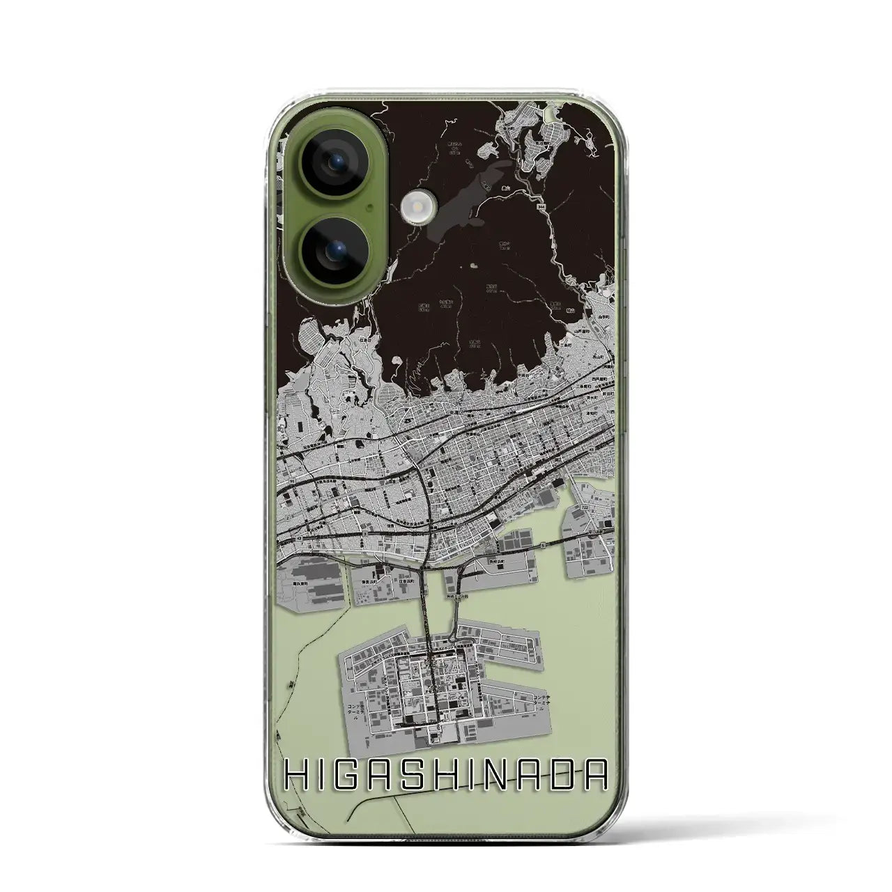 【東灘(兵庫県)】地図柄iPhoneケース(クリアタイプ)モノトーン・iPhone 17 Pro Max 用