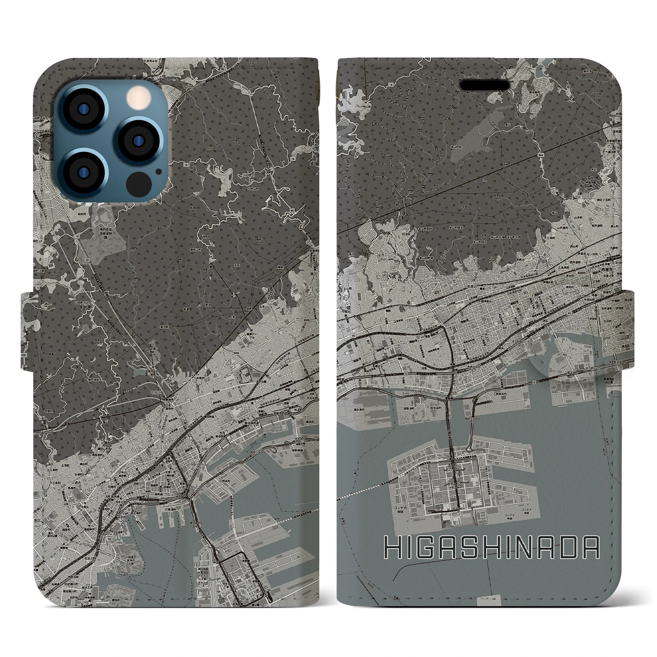 【東灘(兵庫県)】地図柄iPhoneケース(手帳タイプ)