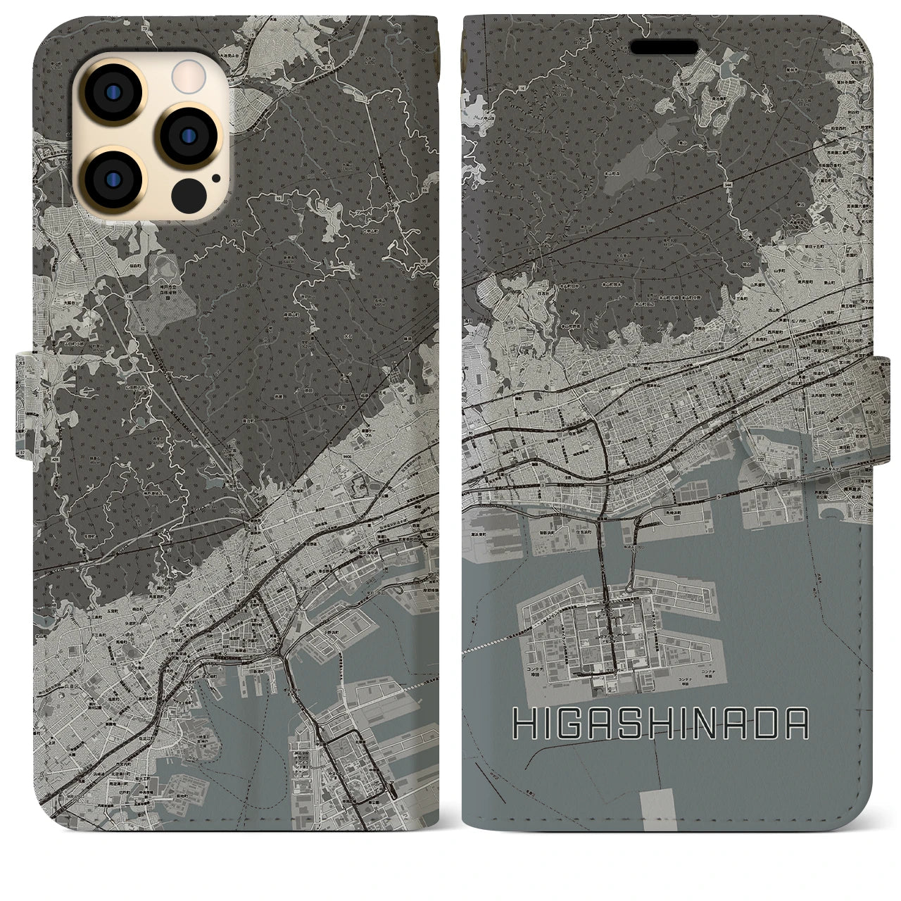 【東灘(兵庫県)】地図柄iPhoneケース(手帳タイプ)