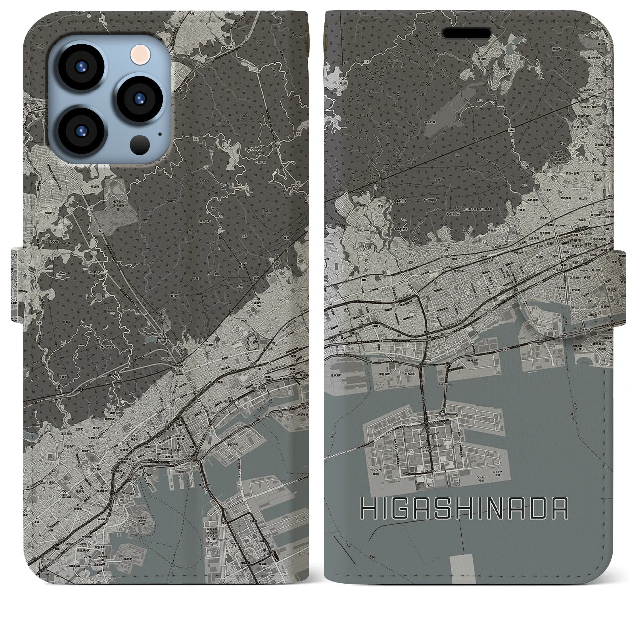 【東灘(兵庫県)】地図柄iPhoneケース(手帳タイプ)