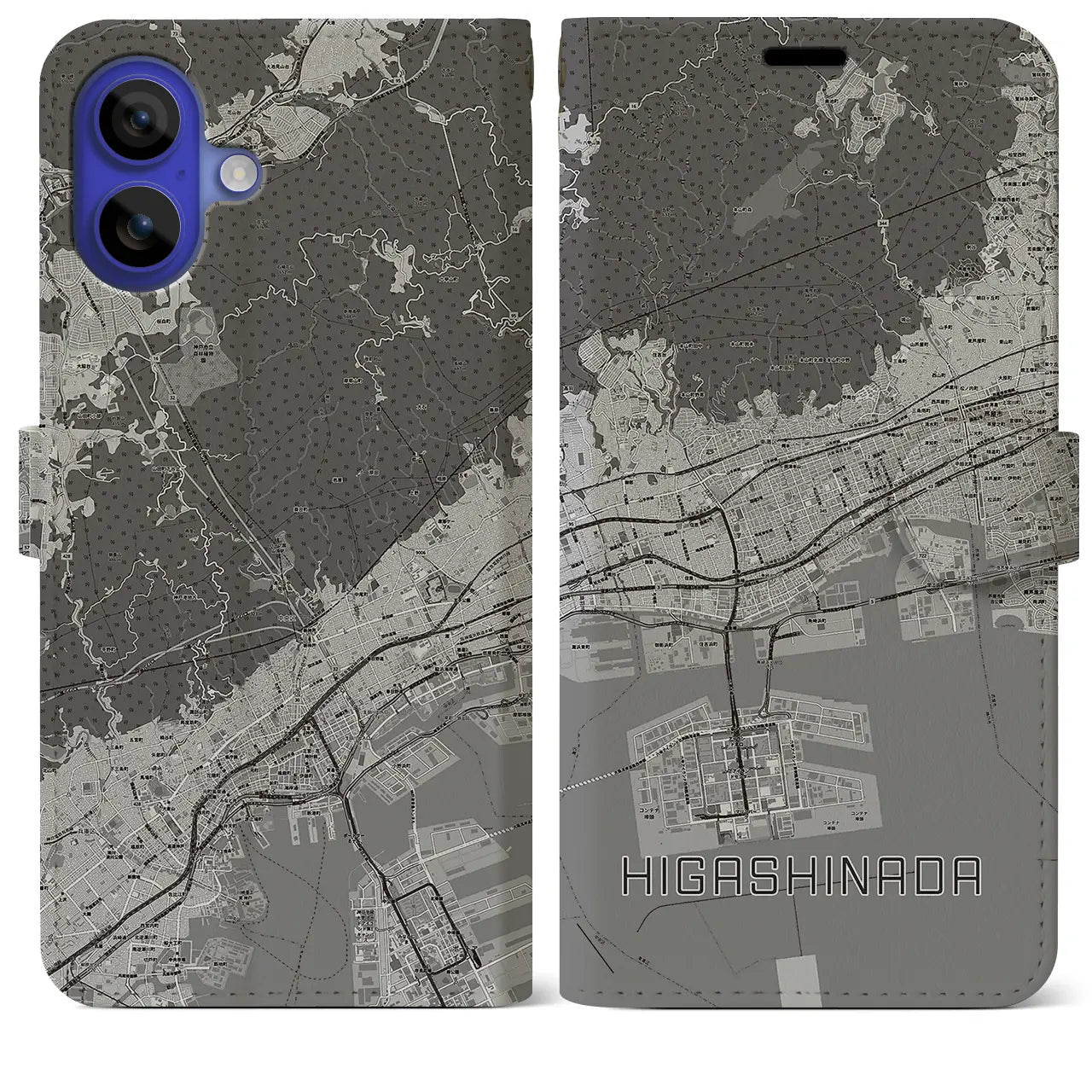 【東灘(兵庫県)】地図柄iPhoneケース(手帳タイプ)