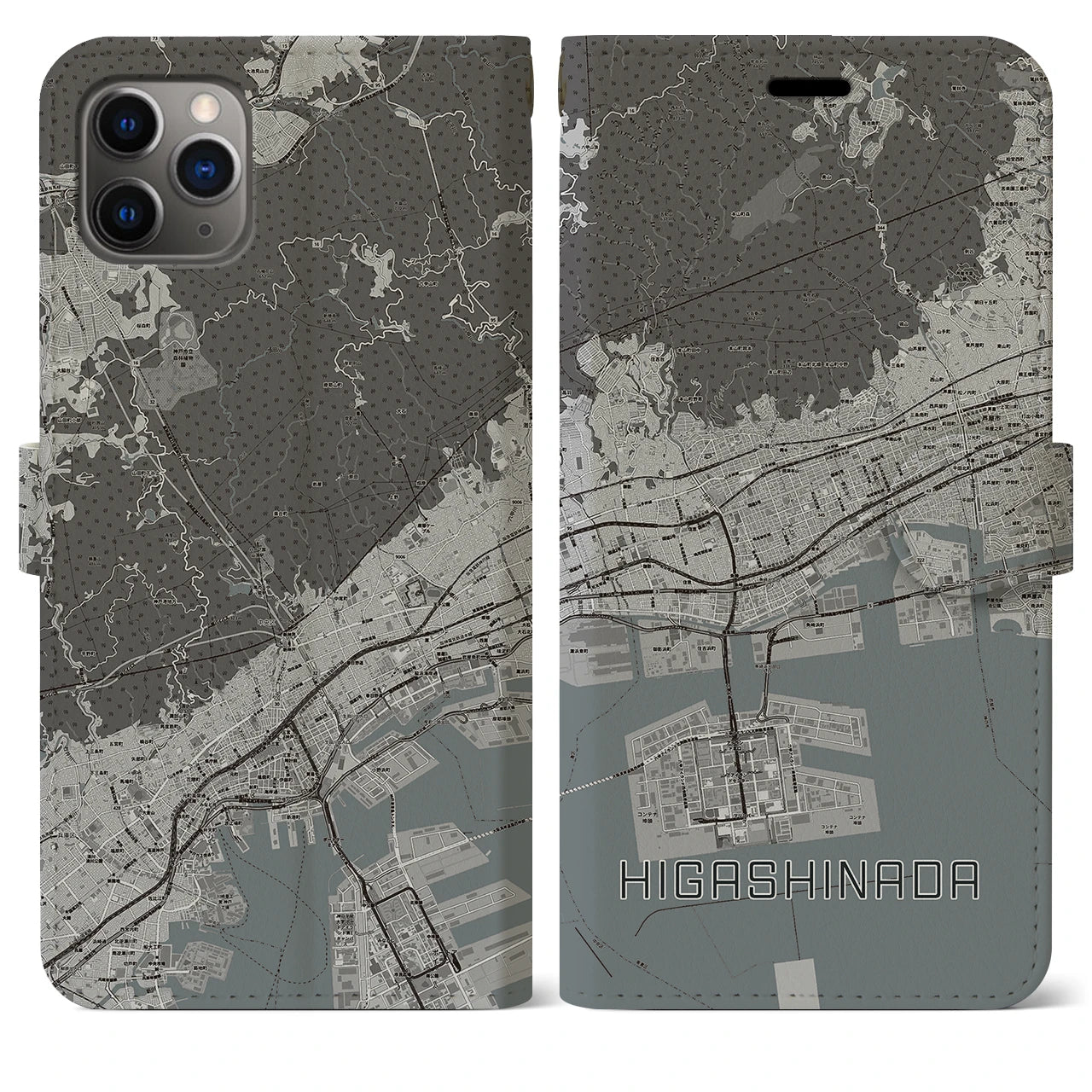 【東灘(兵庫県)】地図柄iPhoneケース(手帳タイプ)