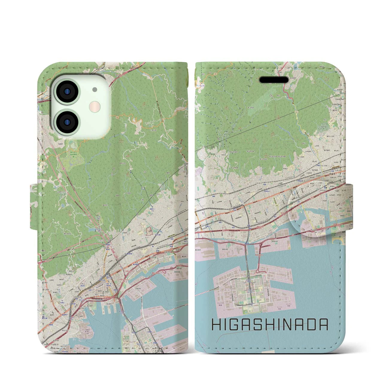 【東灘(兵庫県)】地図柄iPhoneケース(手帳タイプ)