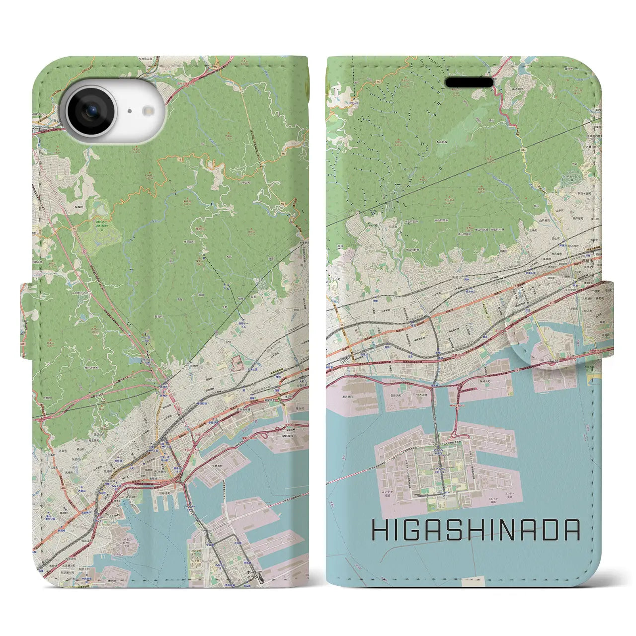 【東灘(兵庫県)】地図柄iPhoneケース(手帳タイプ)