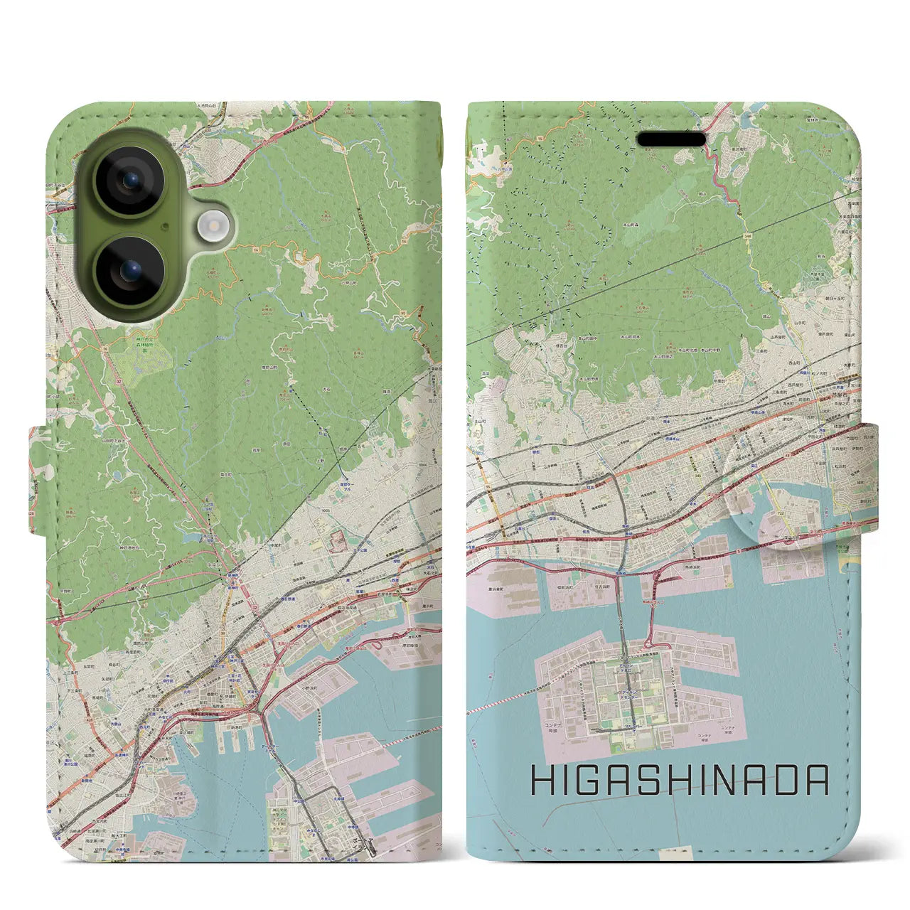 【東灘(兵庫県)】地図柄iPhoneケース(手帳タイプ)