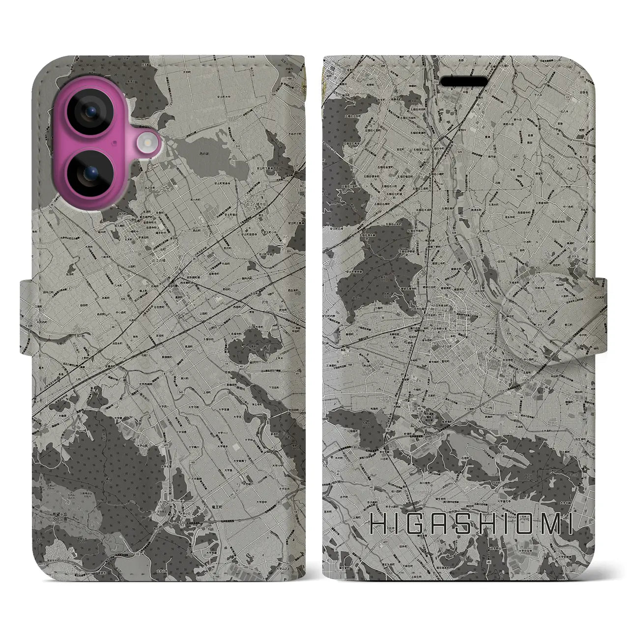 【東近江(滋賀県)】地図柄iPhoneケース(手帳タイプ)