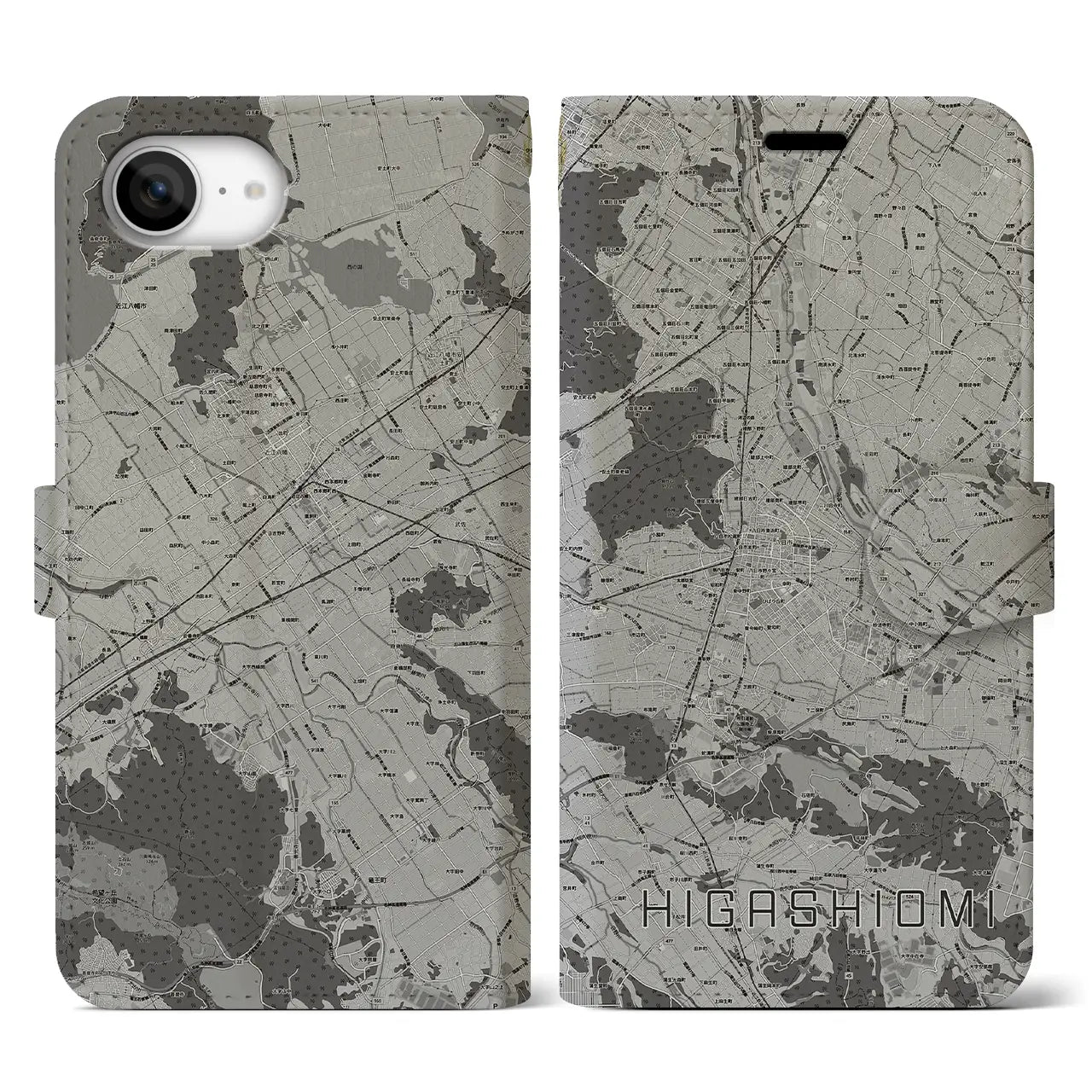 【東近江(滋賀県)】地図柄iPhoneケース(手帳タイプ)