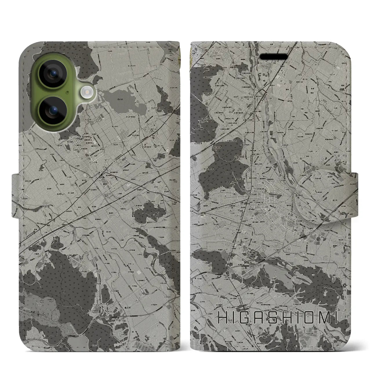 【東近江(滋賀県)】地図柄iPhoneケース(手帳タイプ)