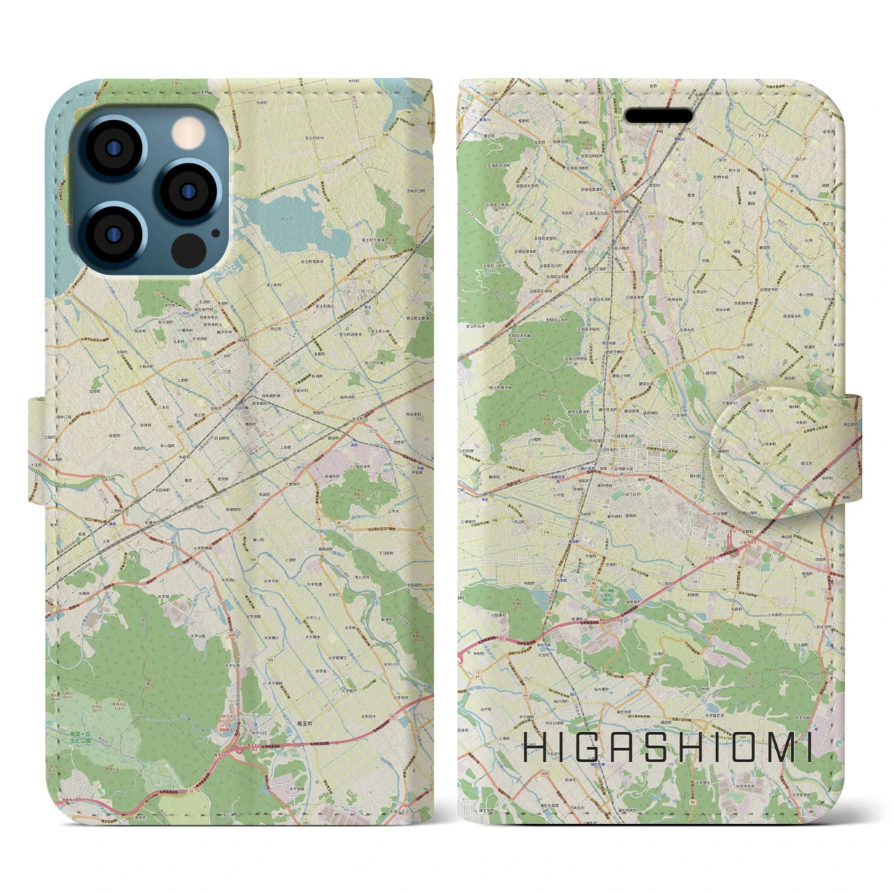 【東近江(滋賀県)】地図柄iPhoneケース(手帳タイプ)