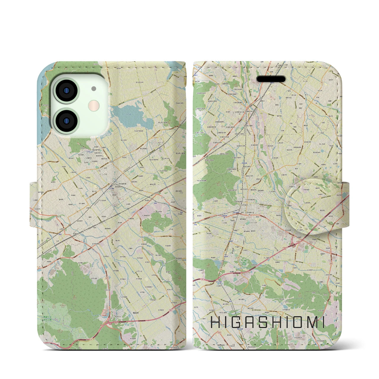 【東近江(滋賀県)】地図柄iPhoneケース(手帳タイプ)