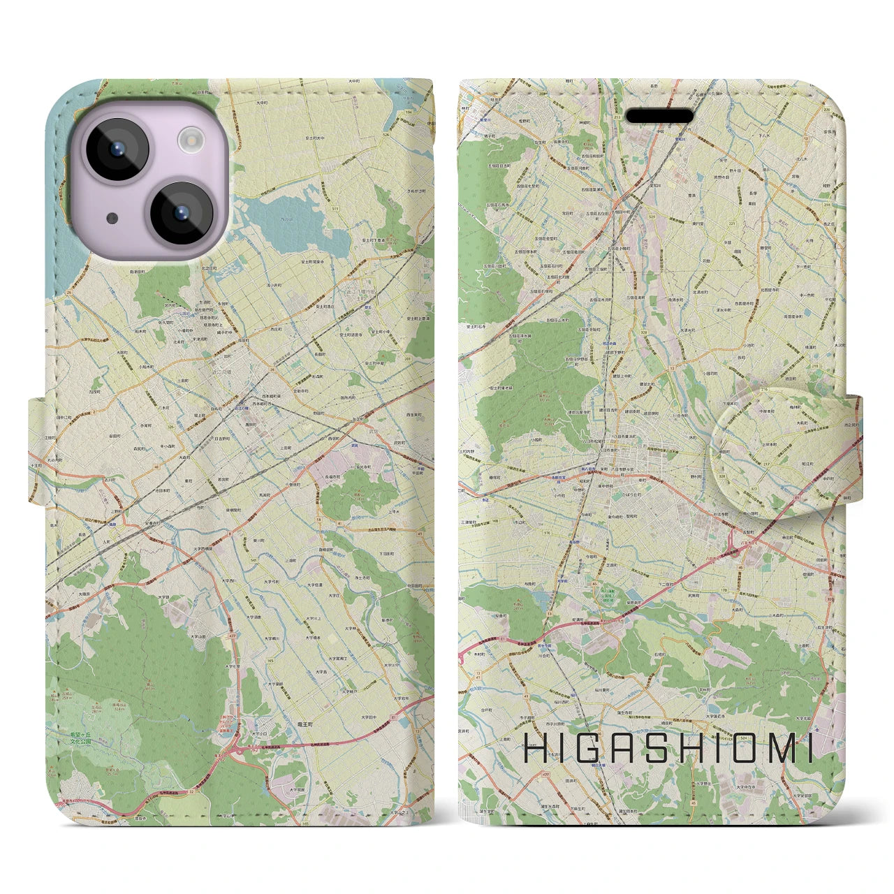 【東近江(滋賀県)】地図柄iPhoneケース(手帳タイプ)