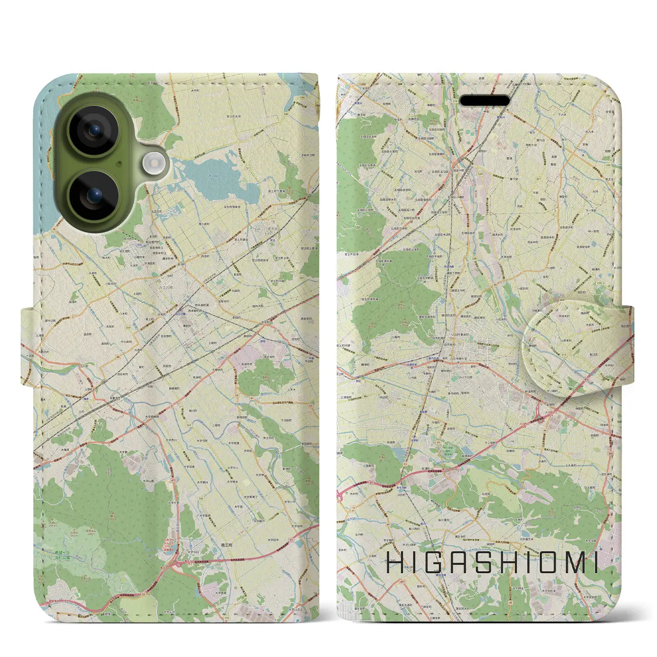 【東近江(滋賀県)】地図柄iPhoneケース(手帳タイプ)