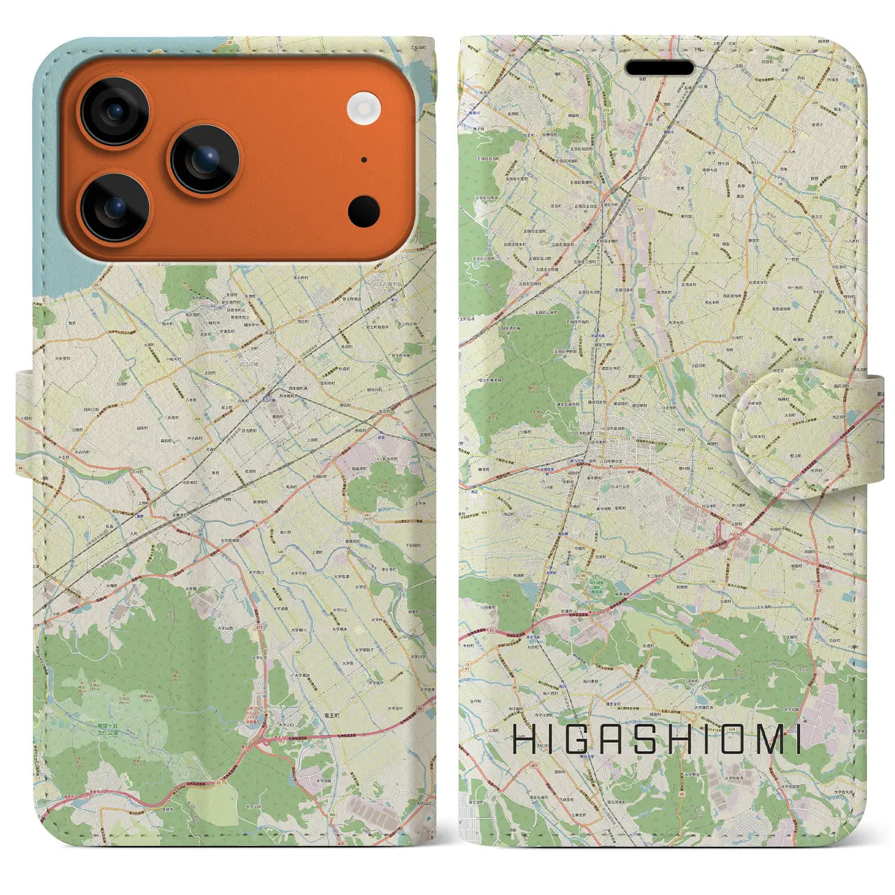 【東近江(滋賀県)】地図柄iPhoneケース(手帳タイプ)