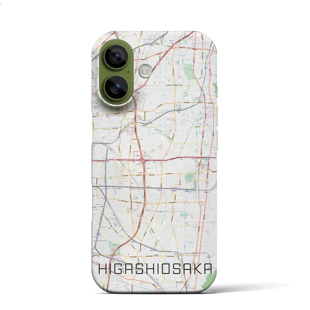 【東大阪(大阪府)】地図柄iPhoneケース(バックカバータイプ)ブラック・iPhone 17 Pro Max 用