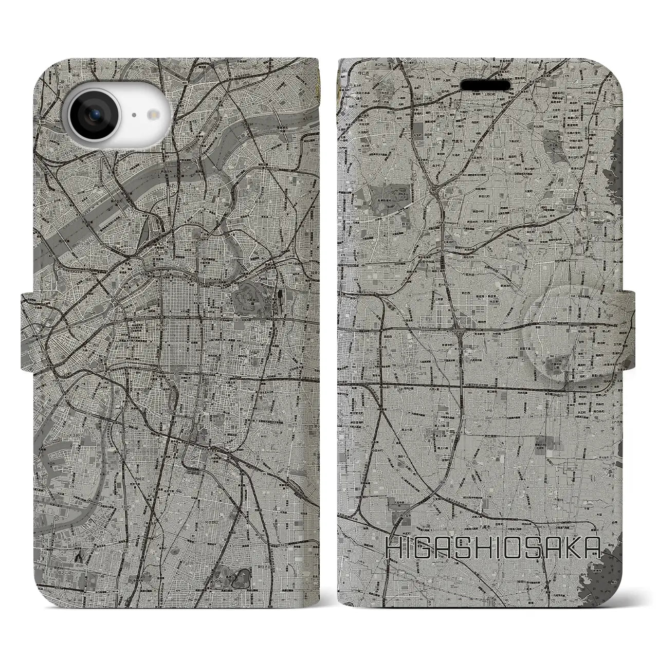 【東大阪(大阪府)】地図柄iPhoneケース(手帳タイプ)