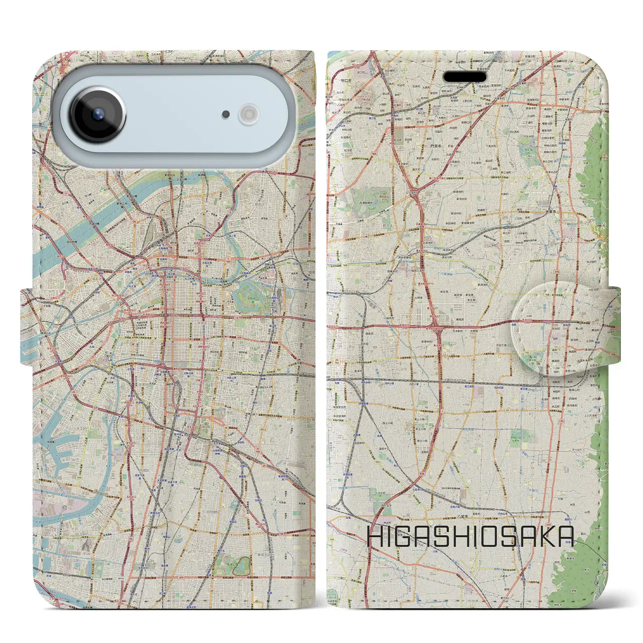 【東大阪(大阪府)】地図柄iPhoneケース(手帳タイプ)