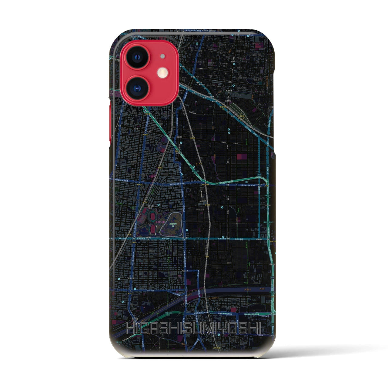 【東住吉(大阪府)】地図柄iPhoneケース(バックカバータイプ)