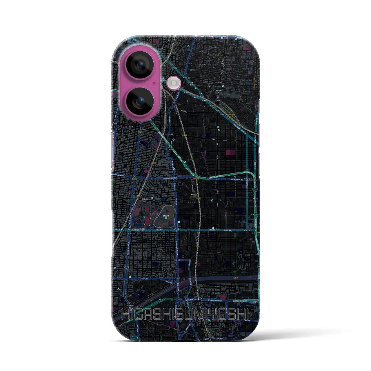 【東住吉(大阪府)】地図柄iPhoneケース(バックカバータイプ)