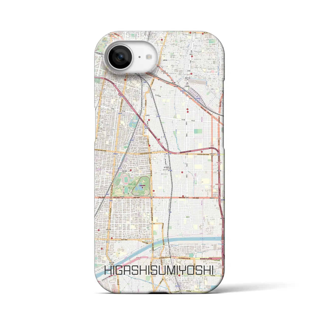 【東住吉(大阪府)】地図柄iPhoneケース(バックカバータイプ)