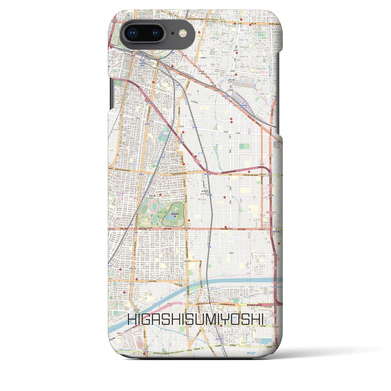 【東住吉(大阪府)】地図柄iPhoneケース(バックカバータイプ)