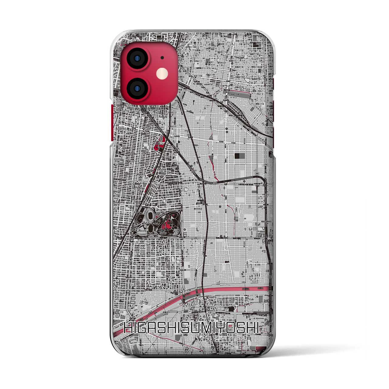 【東住吉(大阪府)】地図柄iPhoneケース(クリアタイプ)