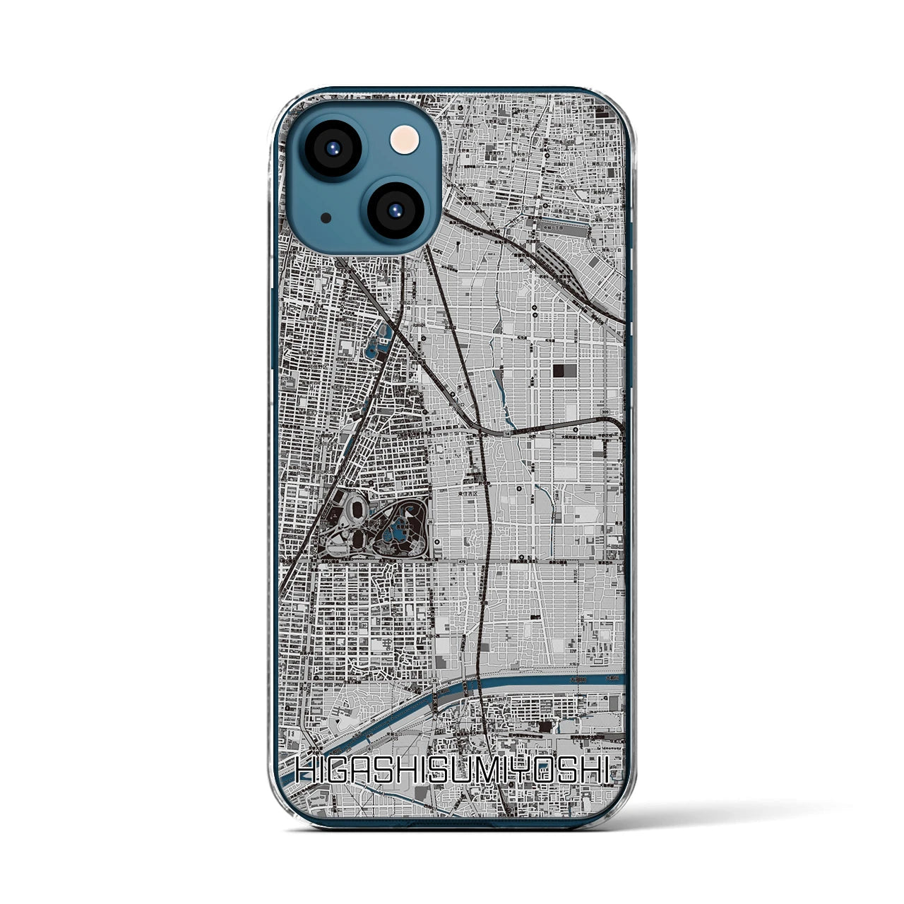 【東住吉(大阪府)】地図柄iPhoneケース(クリアタイプ)