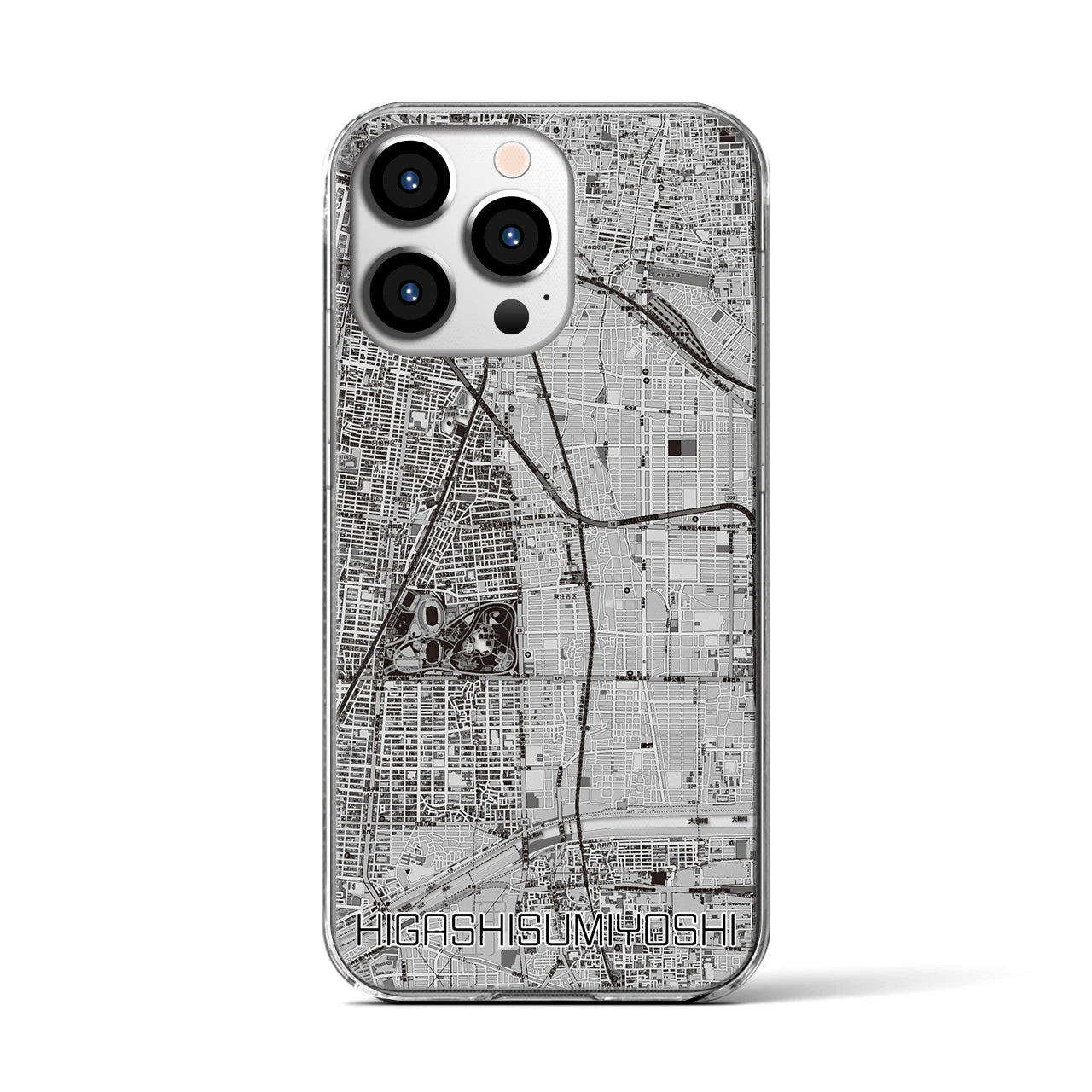 【東住吉(大阪府)】地図柄iPhoneケース(クリアタイプ)
