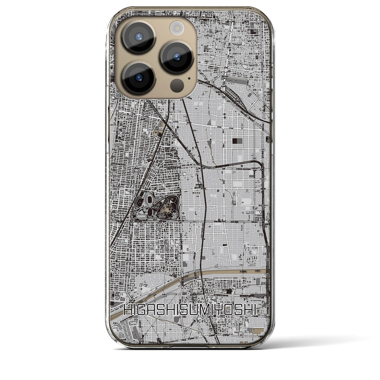 【東住吉(大阪府)】地図柄iPhoneケース(クリアタイプ)