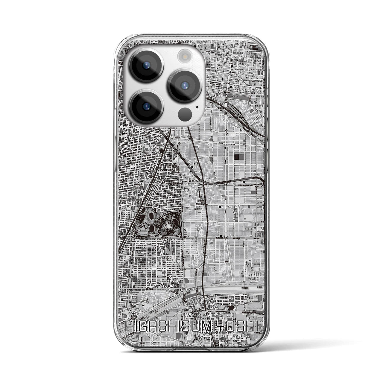 【東住吉(大阪府)】地図柄iPhoneケース(クリアタイプ)