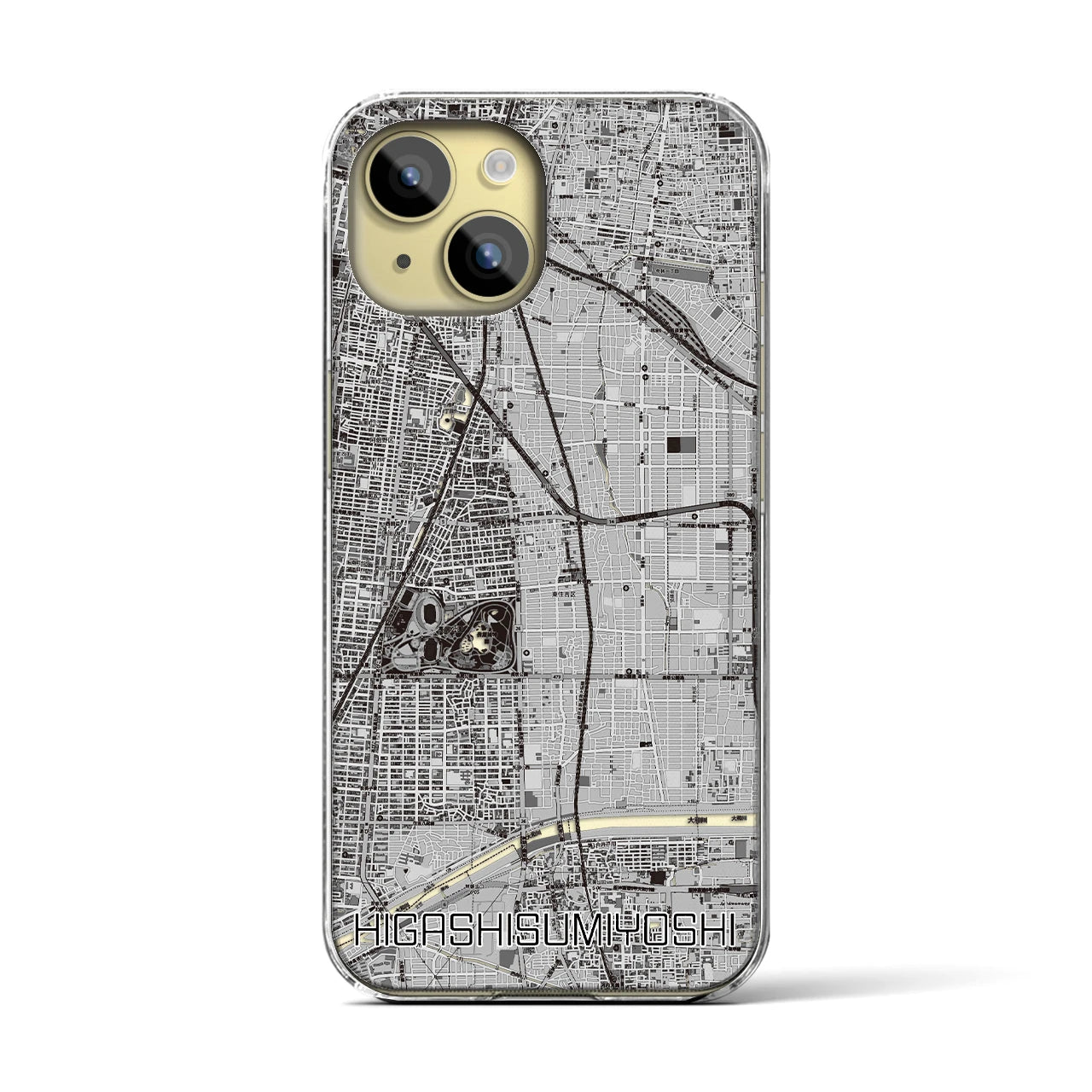 【東住吉(大阪府)】地図柄iPhoneケース(クリアタイプ)