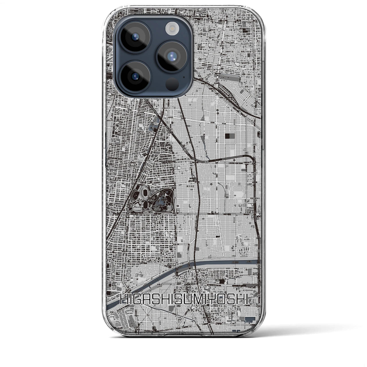 【東住吉(大阪府)】地図柄iPhoneケース(クリアタイプ)