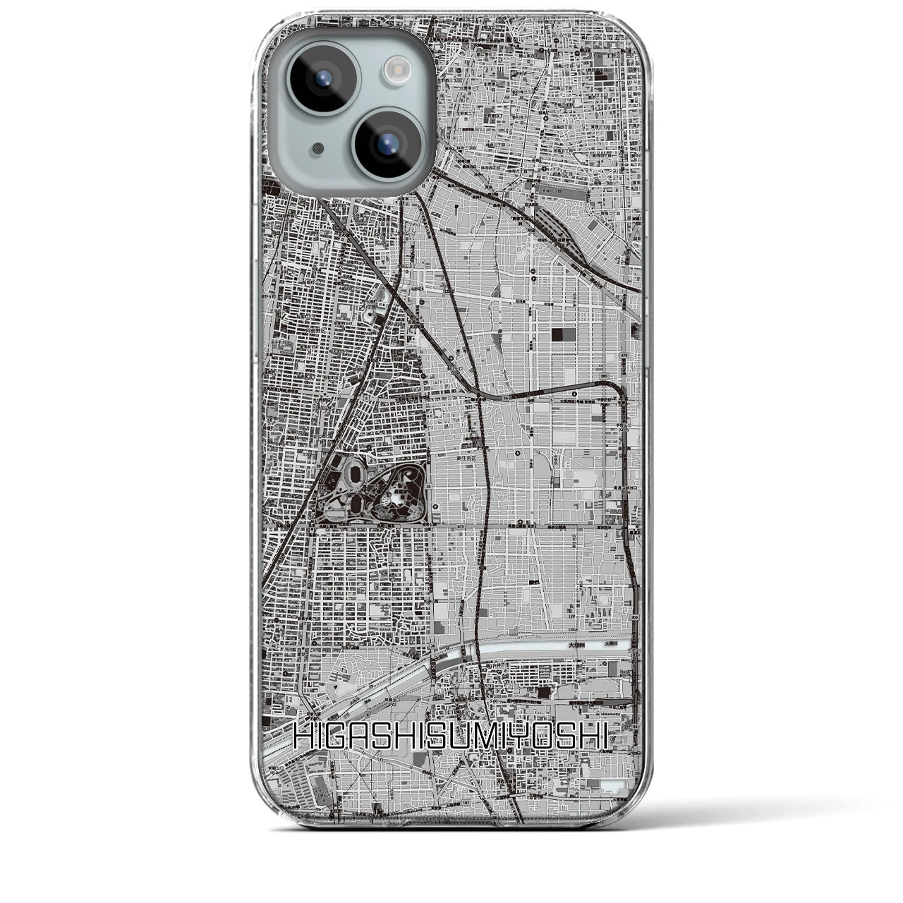 【東住吉(大阪府)】地図柄iPhoneケース(クリアタイプ)