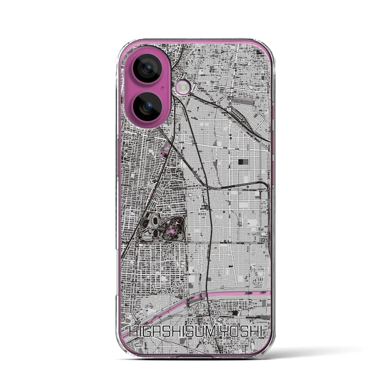 【東住吉(大阪府)】地図柄iPhoneケース(クリアタイプ)