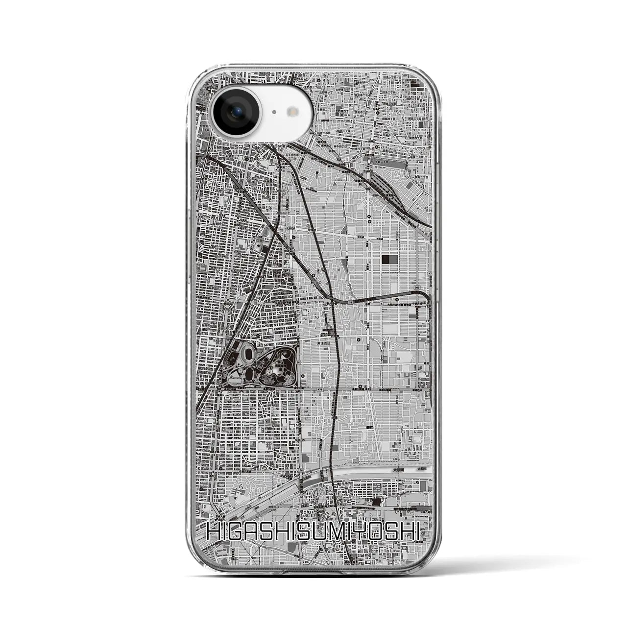 【東住吉(大阪府)】地図柄iPhoneケース(クリアタイプ)