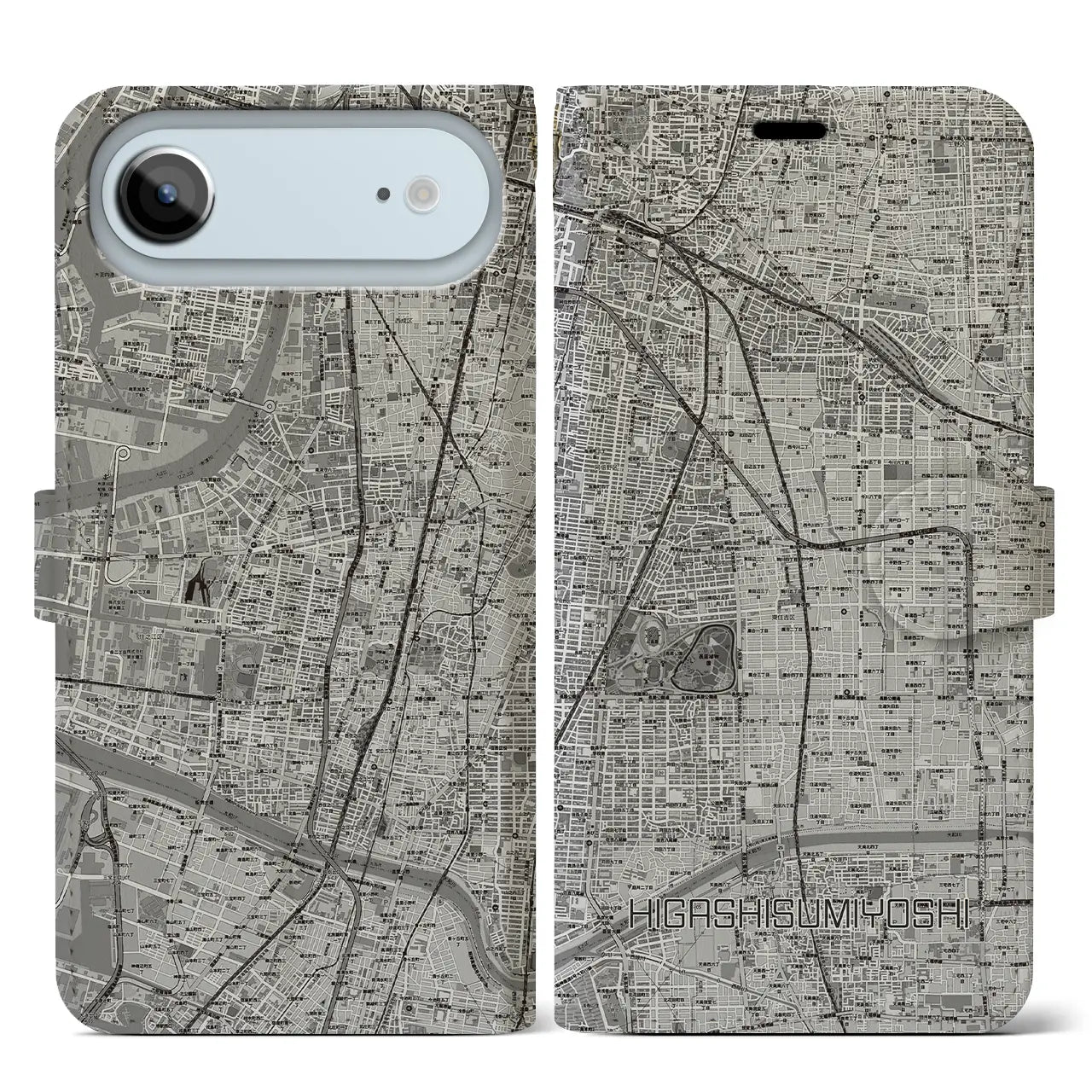 【東住吉(大阪府)】地図柄iPhoneケース(手帳タイプ)