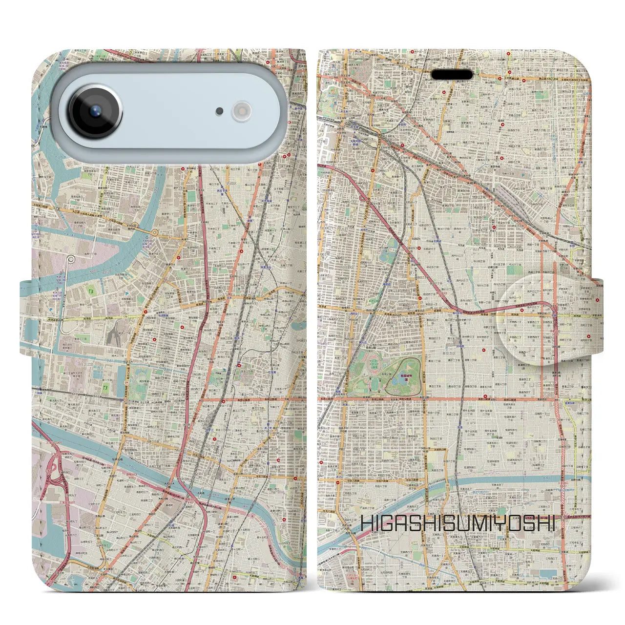 【東住吉(大阪府)】地図柄iPhoneケース(手帳タイプ)