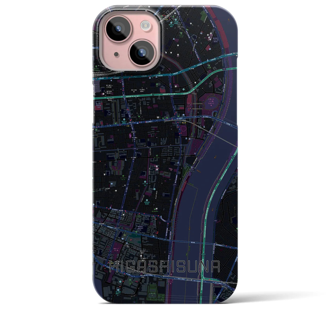 【東砂(東京都)】地図柄iPhoneケース(バックカバータイプ)