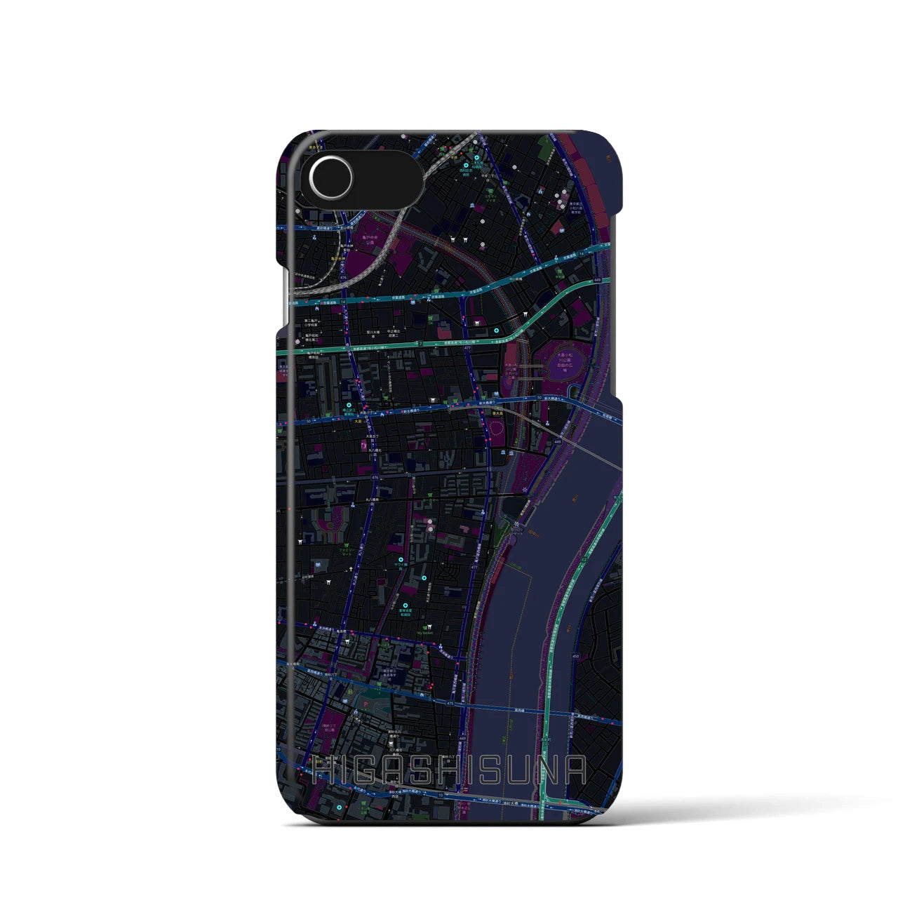 【東砂(東京都)】地図柄iPhoneケース(バックカバータイプ)