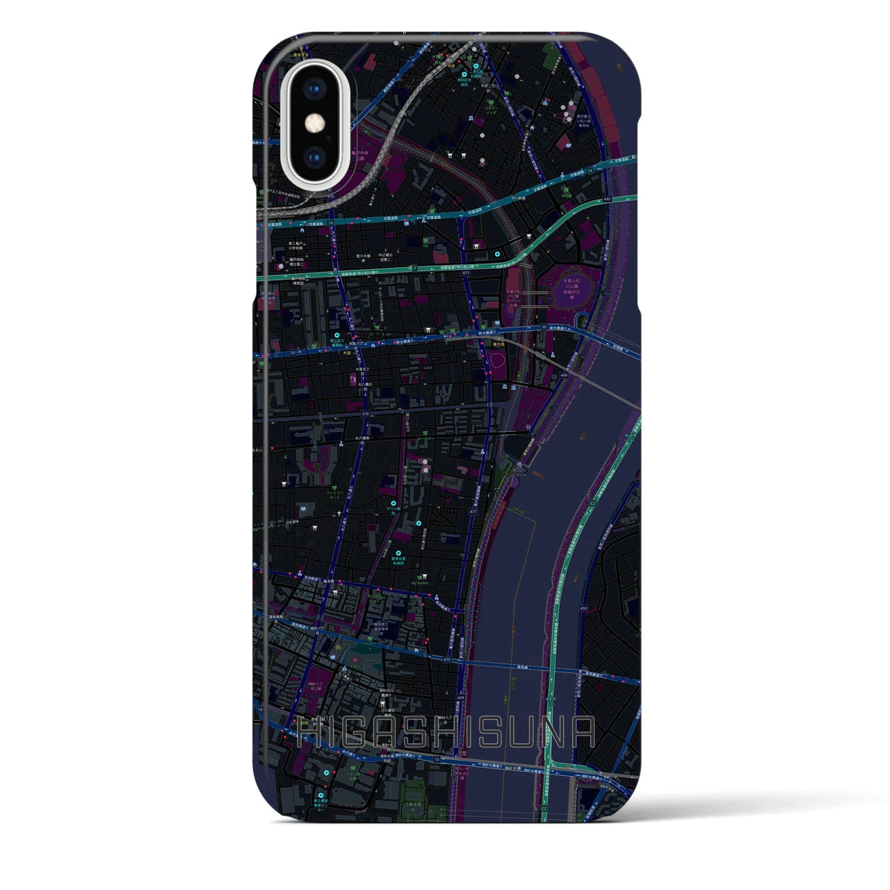 【東砂(東京都)】地図柄iPhoneケース(バックカバータイプ)