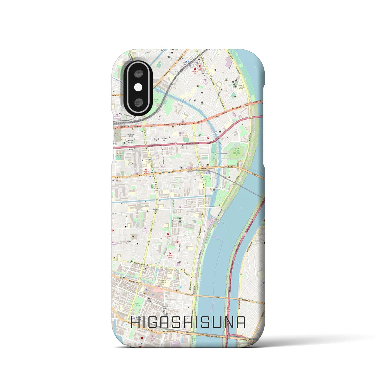 【東砂(東京都)】地図柄iPhoneケース(バックカバータイプ)